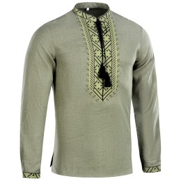 M-Tac вышиванка 100% лён олива