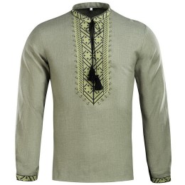 M-Tac вышиванка 100% лён олива