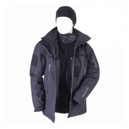 Милитарка™ куртка зимняя с подстежкой 2 в 1 softshell / флис черная
